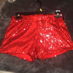 Red Sequined Shorts
